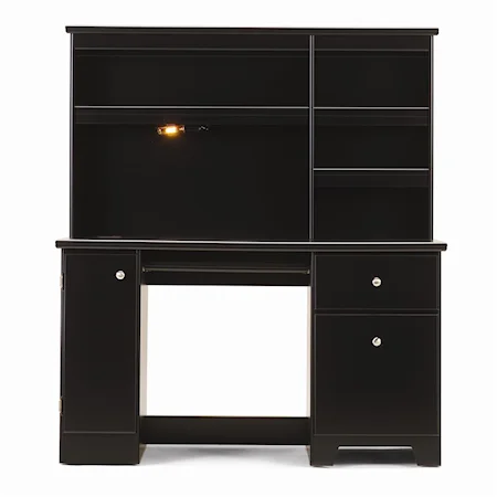 Computer Desk with Tower Door & Desk Hutch with Light